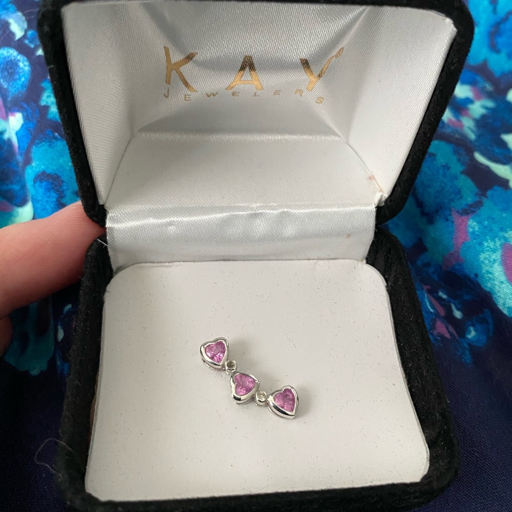 Kay Jewelers 10K White Gold 3 Heart Pendant